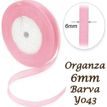 Stuha ORGANZA stuha šířka 6mm. Číslo Y043 barva RŮŽOVÁ.