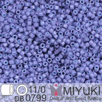 Korálek Korálky Miyuki Delica 11/0. Barva Dyed Semi-Frosted Opaque Lavender DB0799. Balení 5g.