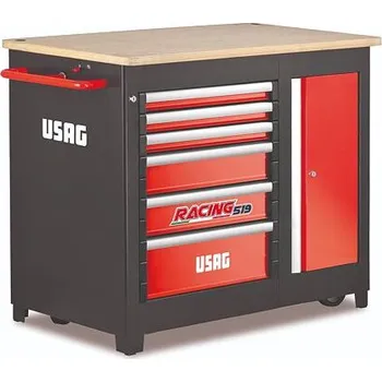 Dílenský stůl Mobilní pracovní stůl s dřevěnou deskou USAG 519 RBU6/3V