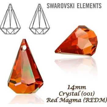 Dětské navlékací korálky Swarovski 6022 Raindrop Pendant 14mm. Barva Crystal Red Magma