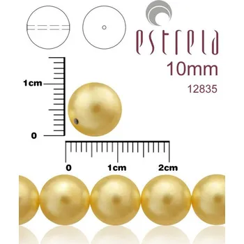 Korálek VOSKOVANÉ korále tvar kulatý. Velikost 10mm. Barva 12835 (zlatá). Balení 12ks na návleku.