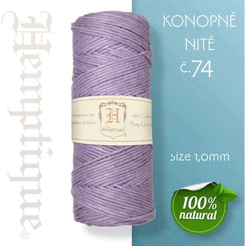 Nit Konopná nit HEMP CORD síla nitě 1,0mm. METRÁŽ Barva č.74 Fialová