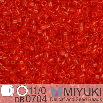 Korálek Korálky Miyuki Delica 11/0. Barva Tr Red Orange DB0704. Balení 5g.