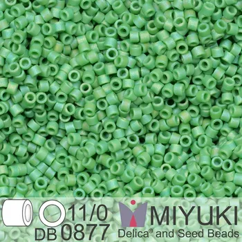 Korálek Korálky Miyuki Delica 11/0. Barva Matte Opaque Green AB DB0877. Balení 5g