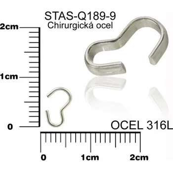 Materiál na výrobu šperku Komponent SPOJOVACÍ CHIRURGICKÁ OCEL ozn.-STAS-Q189-9. velikost 8x4mm.