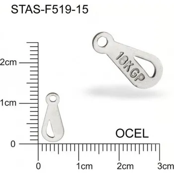 Přívěsek Přívěsek CHIRURGICKÁ OCEL ozn.-STAS-F519-15 tvar KONCOVKA s označením 18KGP velikost 12x5mm.
