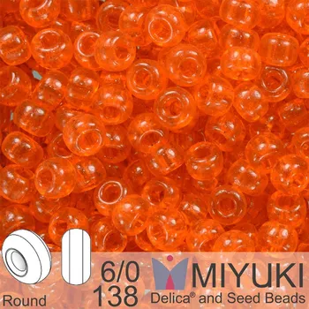 Korálek Korálky Miyuki Round 6/0. Barva 138 Tr Orange. Balení 5g