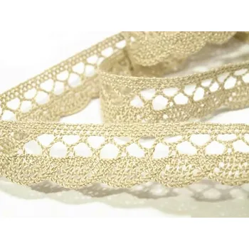 Krajka Bavlněná krajka šíře 18 mm paličkovaná METRÁŽ - 6066 přírodní