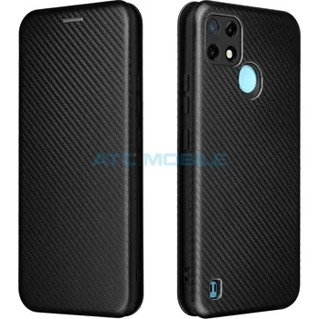 Pouzdro na mobilní telefon Pouzdro Magnetic Case Realme C21-Y (RMX3263), C25-Y (RMX3269) Carbon Fiber černé a zpět 13 Kč s ATC Clubem