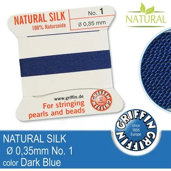 Nit Hedvábná nit s jehlou GRIFFIN síla nitě 0,35mm No.1 délka 2m. Barva Dark Blue