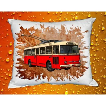 Povlak na dekorativní polštářek Polštářek Trolejbus Škoda II (polštář s trolejbusem)