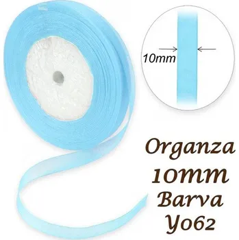 Stuha ORGANZA stuha šířka 10mm. Číslo Y062 barva MODRÁ SVĚTLÁ.