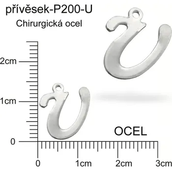 Přívěsek Přívěsek písmeno U CHIRURGICKÁ OCEL ozn.-P200-U velikost 14x10mm.