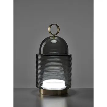 Stojací lampa Brokis DOME NOMAD LINES L stojací svítidlo Barva skla: opalín, Povrch montury: měď, Barva el. vedení: kabel černý nabíjecí USB