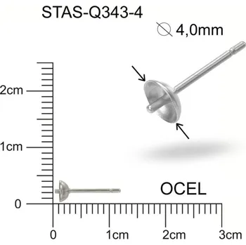 Materiál na výrobu šperku Puzeta s půlkulatým lůžkem a hrotem 4mm CHIRURGICKÁ OCEL ozn.-STAS-Q343 4