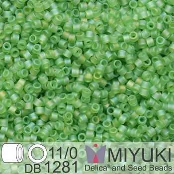 Korálek Korálky Miyuki Delica 11/0. Barva Matte Transparent Lime AB DB1281. Balení 5g
