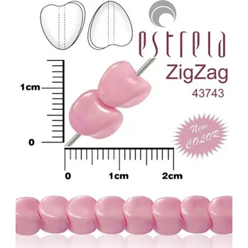 Korálek VOSKOVANÉ korále tvar ZigZag. Velikost 6x9mm. Barva BABY Color 43743 (baby růžová pastelová). Balení 14ks na návleku.