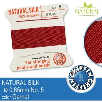 Nit Hedvábná nit s jehlou GRIFFIN síla nitě 0,65mm No.5 délka 2m. Barva Garnet