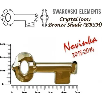 Přívěsek SWAROVSKI KEY Pendant 6919 barva Crystal BRONZE SHADE velikost 50mm.