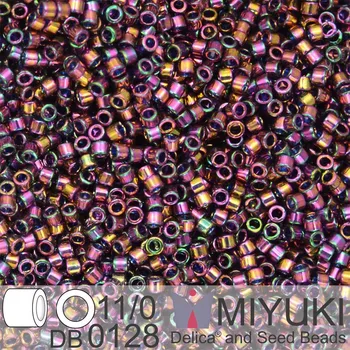 Korálek Korálky Miyuki Delica 11/0. Barva Plum Gold Luster DB0128 Balení 5g.