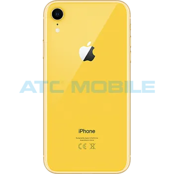 Náhradní kryt pro mobilní telefon iPhone Xr zadní kryt (sklo) žlutý s logem (Premium) - EU, Big Hole a zpět 6 Kč s ATC Clubem