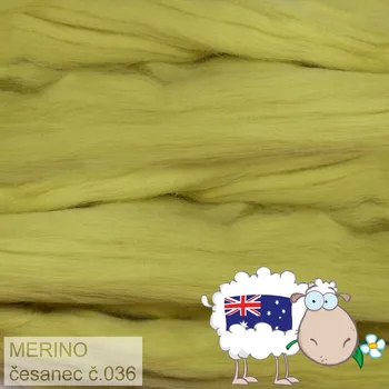 Příze Česanec australské merino (20-21 - mikronů), vlna na plstění a předení. Barva 036 PISTÁCIOVÁ ZELENÁ. Balení 20g.