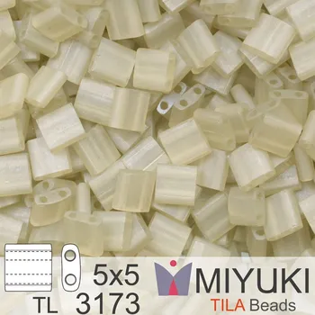 Korálek Korálky MIYUKI tvar TILA BEADS velikost 5x5mm. Barva TL-3173 Matte Transparent Oyster Luster. Balení 5g.