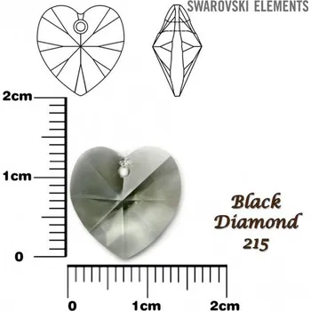 Přívěsek SWAROVSKI Heart Pendant barva Crystal BLACK DIAMOND velikost 14,4x14mm.
