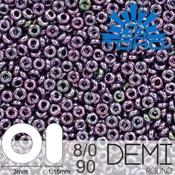 Korálek Korálky TOHO Demi Round 8/0. Barva 90 Metallic Amethyst Gun Metal . Balení 5g