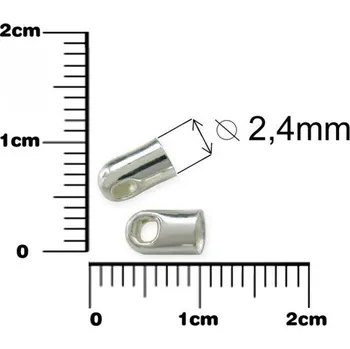 Materiál na výrobu šperku Koncovka na (okování) konce náramku náhrdelníku. Ozn-EC111K-4S. Velikost 2,4mm. Barva stříbrná.