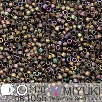Korálek Korálky Miyuki Delica 11/0. Barva Matte Metallic Gray Dusk Gold Iris DB1055. Balení 5g