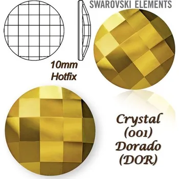 Korálek SWAROVSKI HOT-FIX 2035 tvar Chessboard CIRCLE FB 10mm Dorado