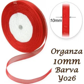 Stuha ORGANZA stuha šířka 10mm. Číslo Y026 barva ČERVENÁ.