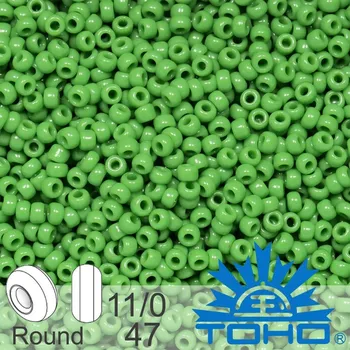 Korálek Korálky TOHO tvar ROUND (kulaté). Velikost 11/0. Barva č.47-Opaque Mint Green . Balení 8g.