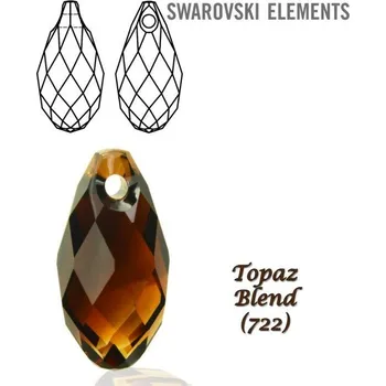 Přívěsek Swarovski 6010 Briolette Pendant 13x6,5mm. Barva TOPAZ BLEND