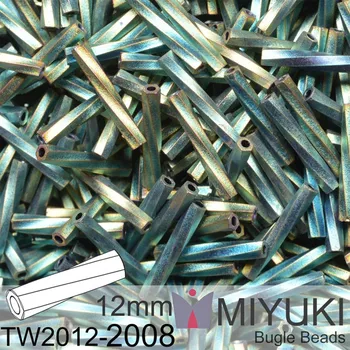Korálek Korálky Miyuki Twisted Bugle 12mm. Barva TW2012-2008 Matte Met Patina Iris. Balení 5g.