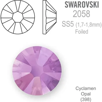 Korálek SWAROVSKI 2058XILION FOILED velikost SS5 barva CYCLAMEN OPAL