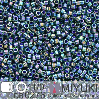Korálek Korálky Miyuki Delica 11/0. Barva Lined Emerald AB DB0276. Balení 5g