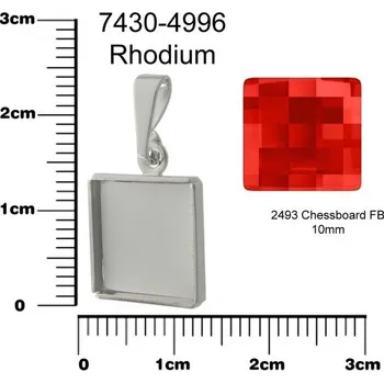 Šperk Lůžko na SWAROVSKI Chessboard FB 10mm . Barva rhodium. Ozn-7430-4996.