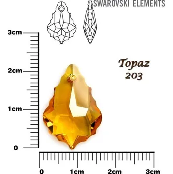 Přívěsek SWAROVSKI Baroque Pendant barva TOPAZ velikost 22x15mm