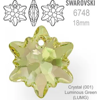 Náramek Swarovski 6748 Edelweis Pendant velikost 18mm. Barva Crystal Luminous Green