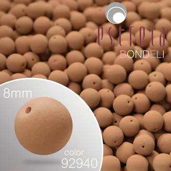 Korálek Korálky BONDELI voskované tvar kulatý. Velikost 8mm. Barva 92940 (hnědá). Balení 15ks na návleku.