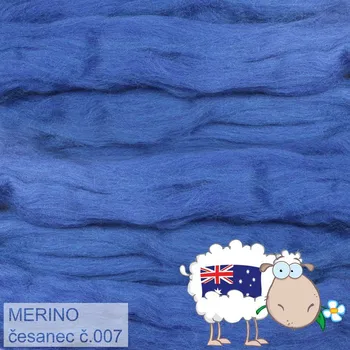 Příze Česanec australské merino (20-21 - mikronů), vlna na plstění a předení. Barva 007 LÁVOVÁ MODRÁ. Balení 20g.