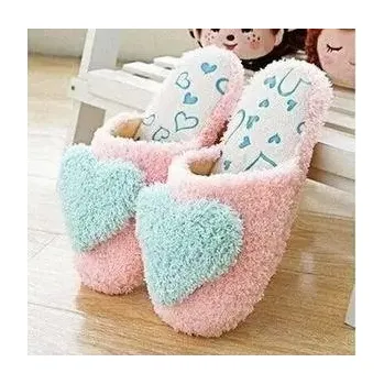 Dámské pantofle Domácí obuv - dámské papuče se srdíčkem - modré pantofle,8.5