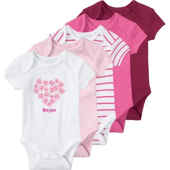 Kojenecký body lupilu® Dívčí body BIO, 5 kusů (62/68, bobulová / růžová / světle růžová / bílá )