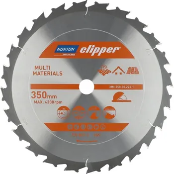 Řezný kotouč NORTON-CLIPPER Kotouče na dřevo 350x3.5mm /2.5x30mm Norton Clipper TCT MULTIMATERIAL