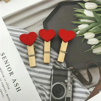 Party dekorace Ozdobné kolíčky | dřevěná srdíčka - náhodná barva, 20 ks - A