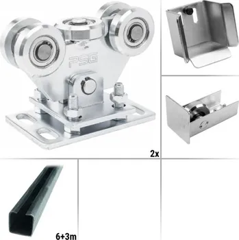 brána PSG 8.1 - sestava pro výrobu pojezdu posuvné nesené brány do průjezdu 6 m a 600 kg, profil bez úpravy