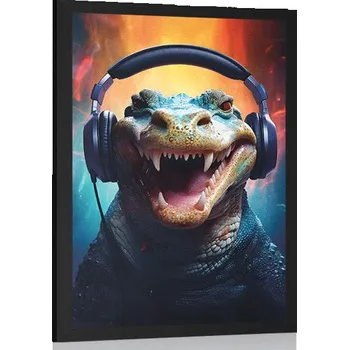 Plakát Dovido Plakát aligátor se sluchátky
