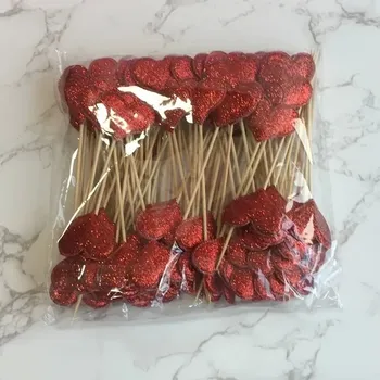 Party dekorace Dekorace na muffiny | ozdoba na dort 10 ks - SEKERA. Glitter Red